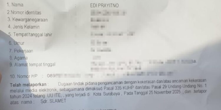Diteror melalui media elektronik jurnalis profesional Edy Prayitno ambil sikap tegas l”laporkan